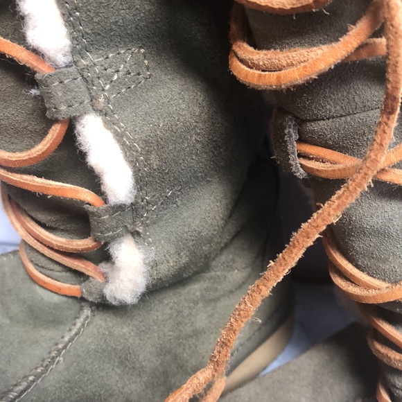 UGG Australia Whitley Lace Up Sherpa Lined Moccasins- Sage Green - Picture 14 of 16